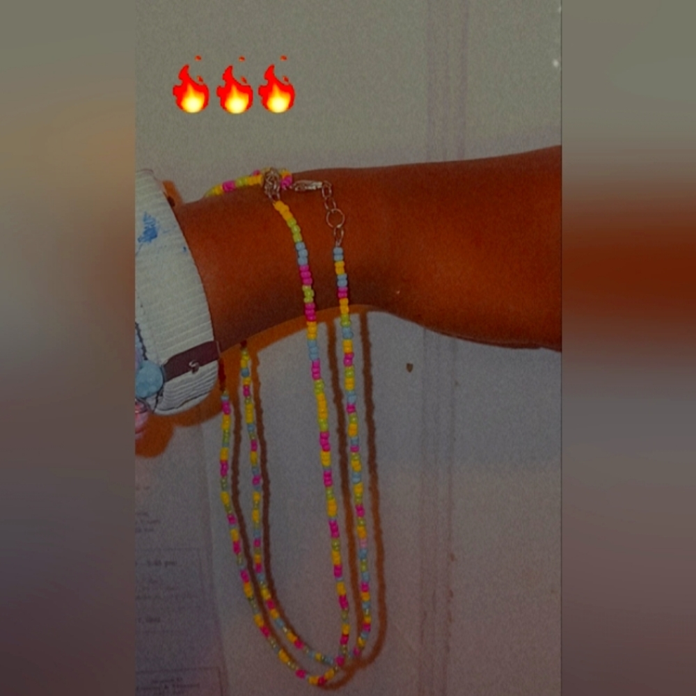 Rainbow seed bead necklaces